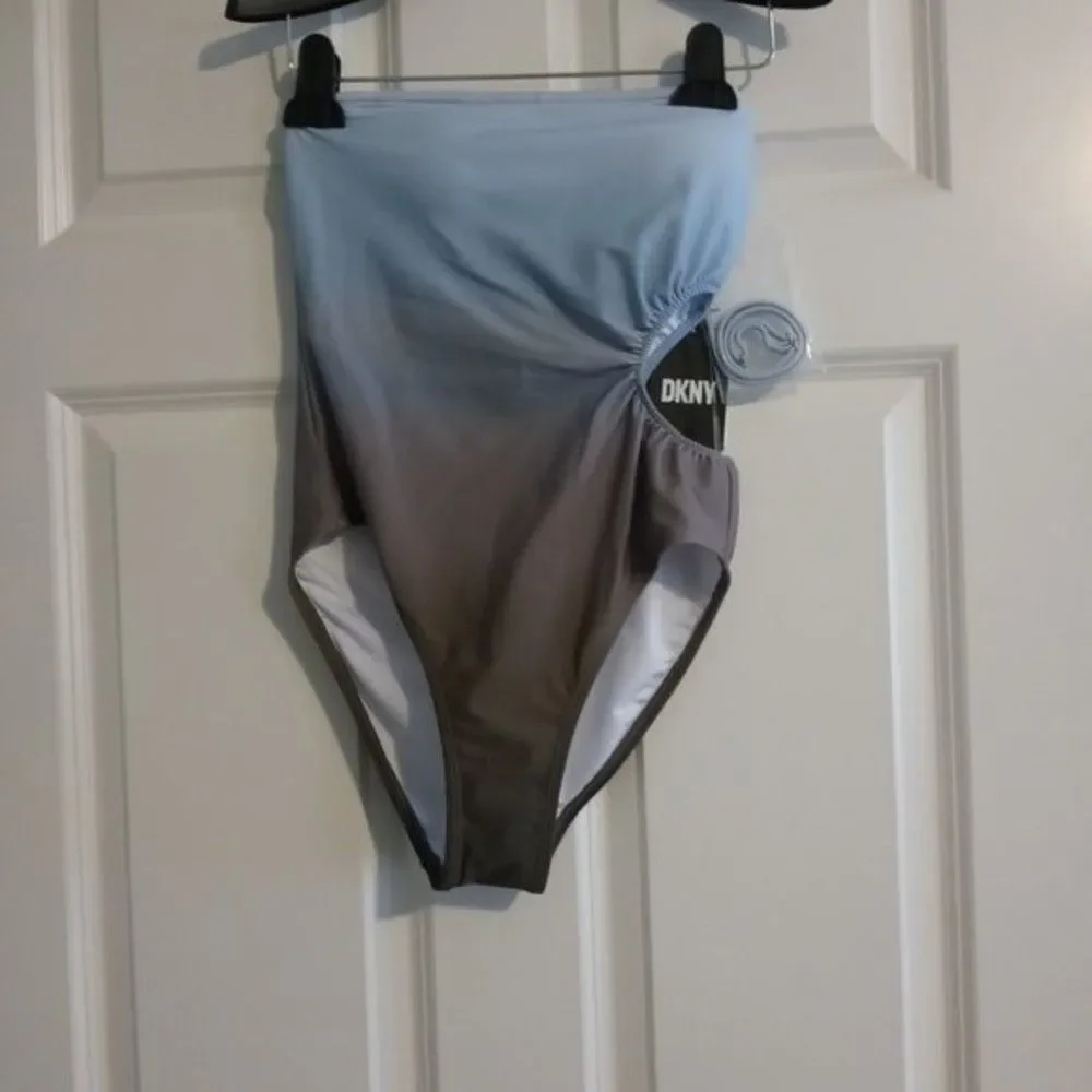 NWT DKNY Ombre Blue Strapless One Piece Swimsuit - Picture 6 of 14